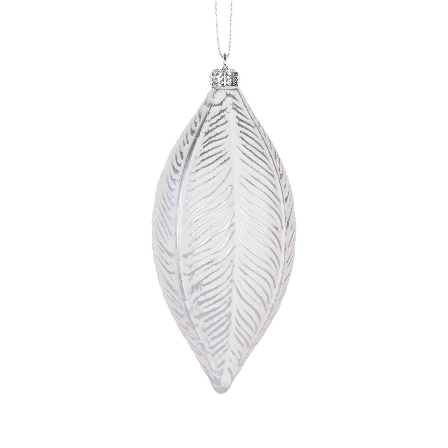 White And Silver Feather Drop Bauble