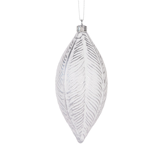 White And Silver Feather Drop Bauble