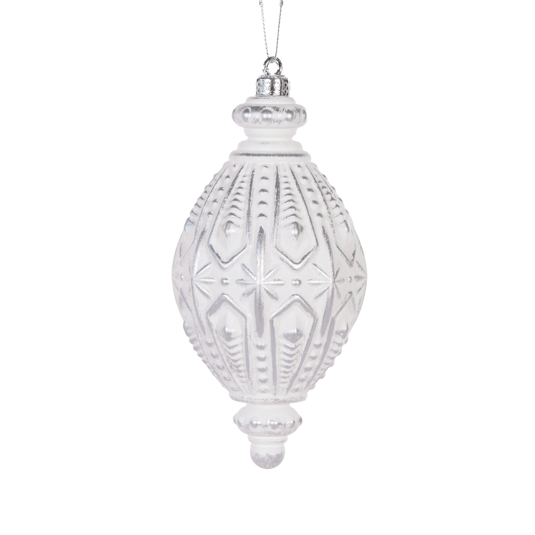 White And Silver Intricate Drop Bauble