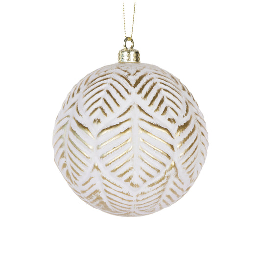 White And Gold Aztec Leaf Bauble