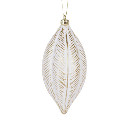 White And Gold Feather Drop Bauble