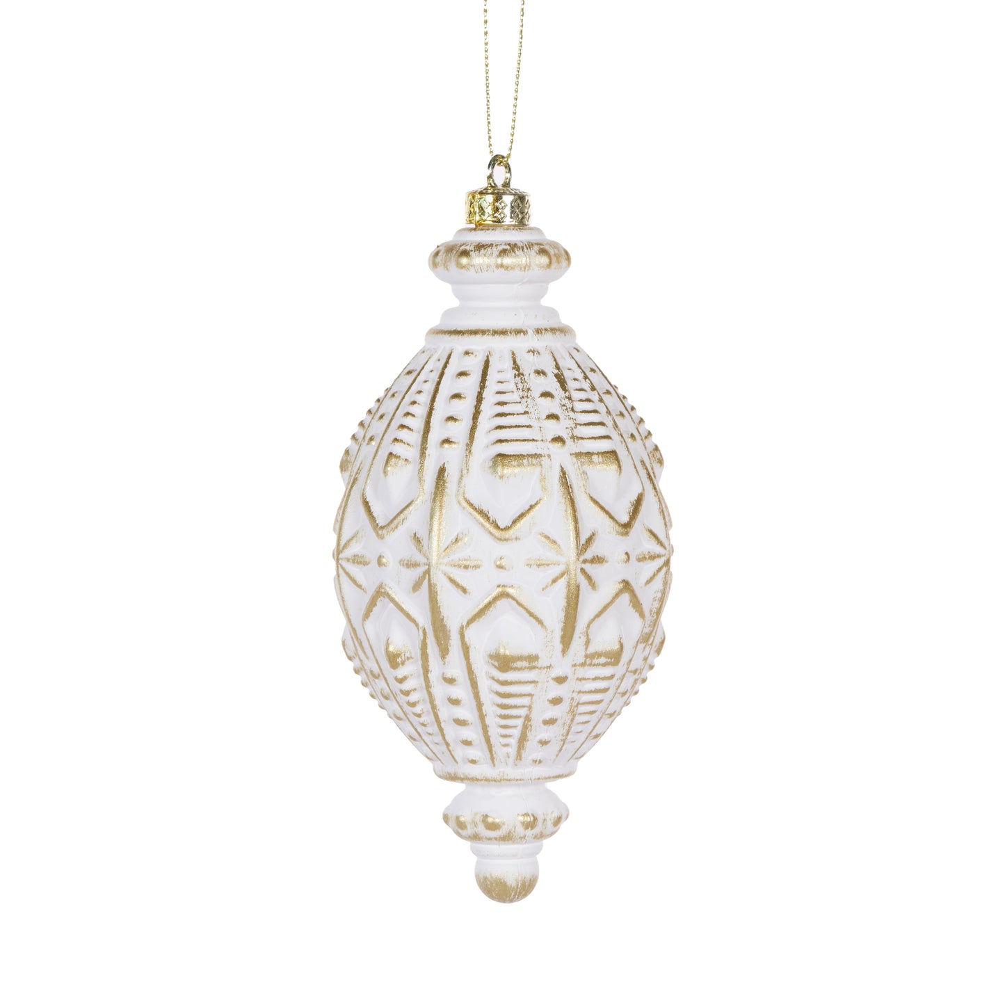 White And Gold Intricate Drop Bauble