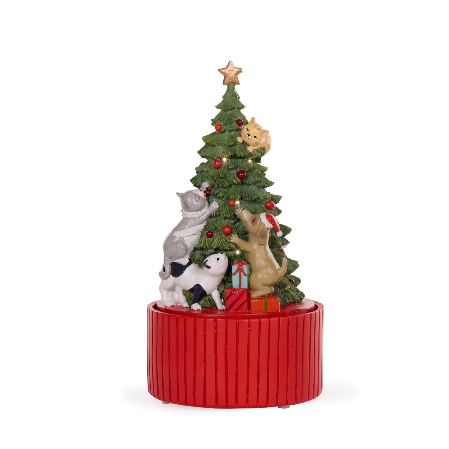 Santa Paws Christmas Tree Music Box