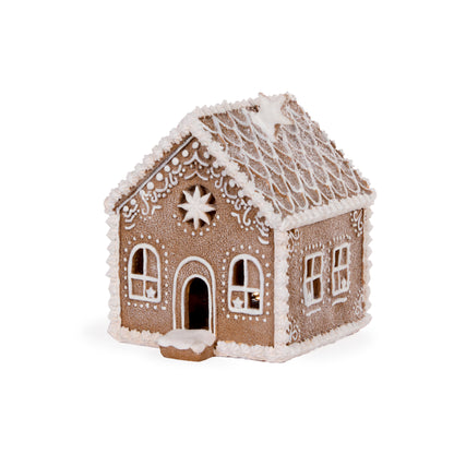 Led Snow Dusted Gingerbread Cottage