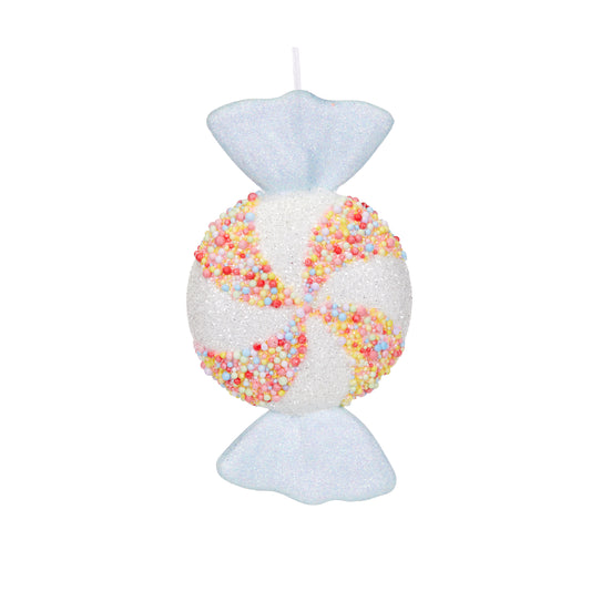 Xl Pale Blue Wrapped Lolly Ornament