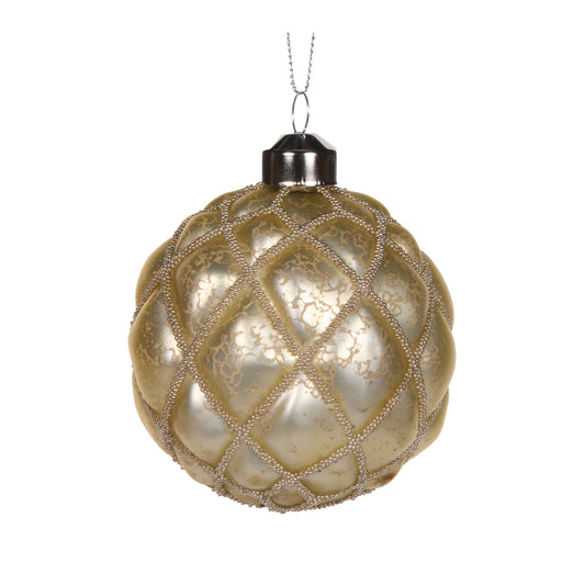 Antique Champagne Quilted Bauble