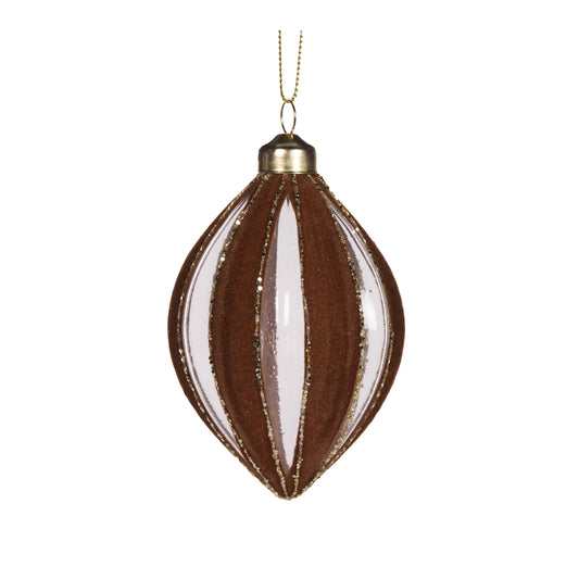 Copper Velvet Striped Drop Bauble