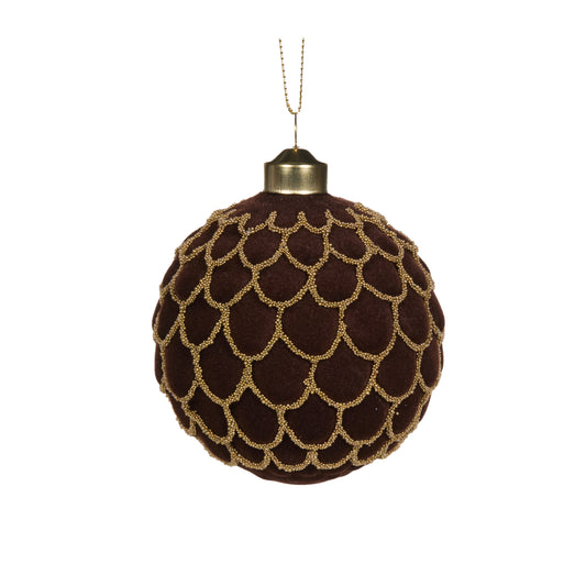 Brown Scalloped Velvet Bauble