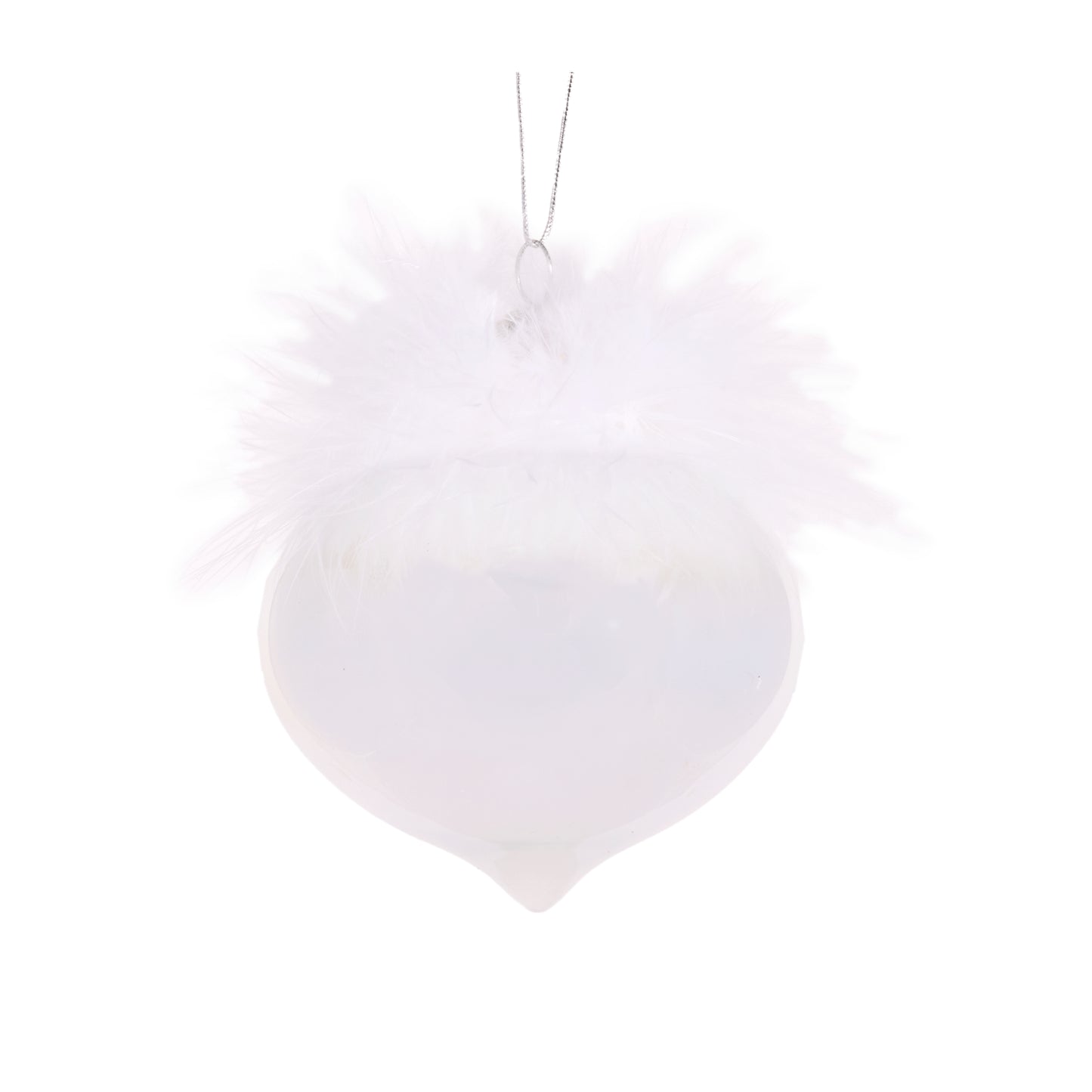 White Feather Topped Onion Bauble