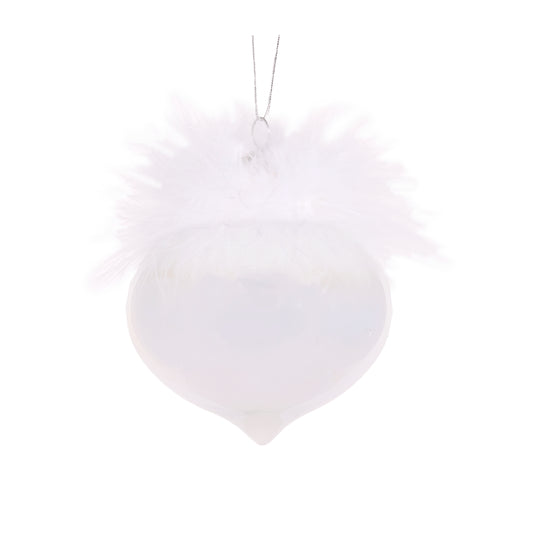 White Feather Topped Onion Bauble