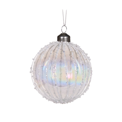 Iridescent Glitter Ribbed Bauble