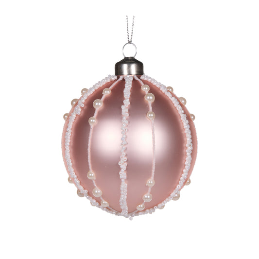 Pearl Pink Ribbed Bauble