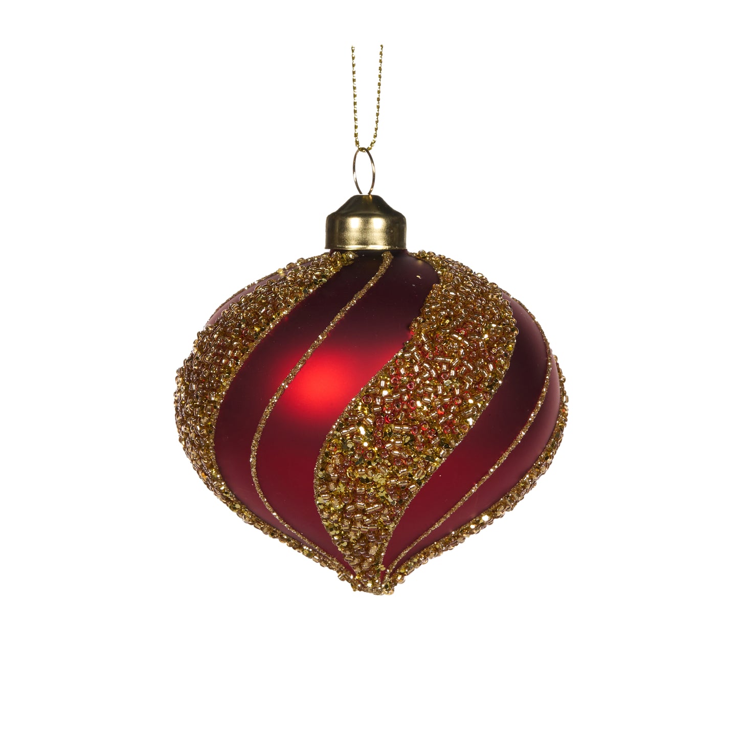 Red Beaded Swirl Onion Bauble