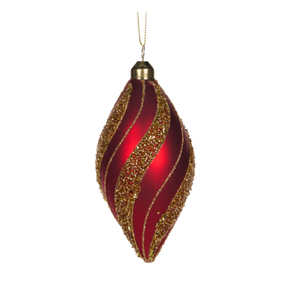 Red Beaded Swirl Drop Bauble