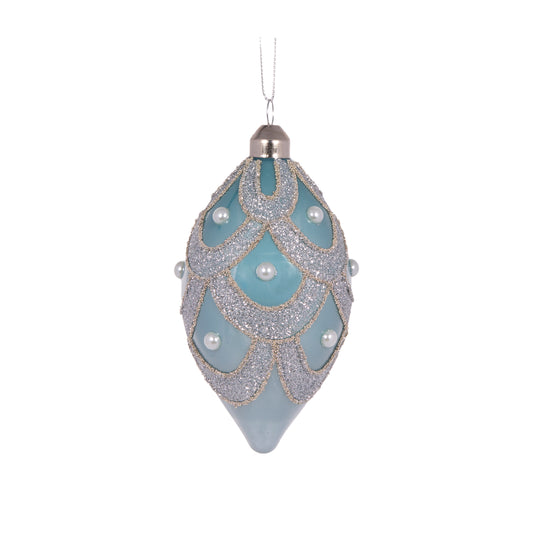 Pearl Blue Scalloped Drop Bauble