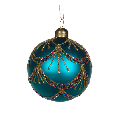 Matte Blue Piped Bauble