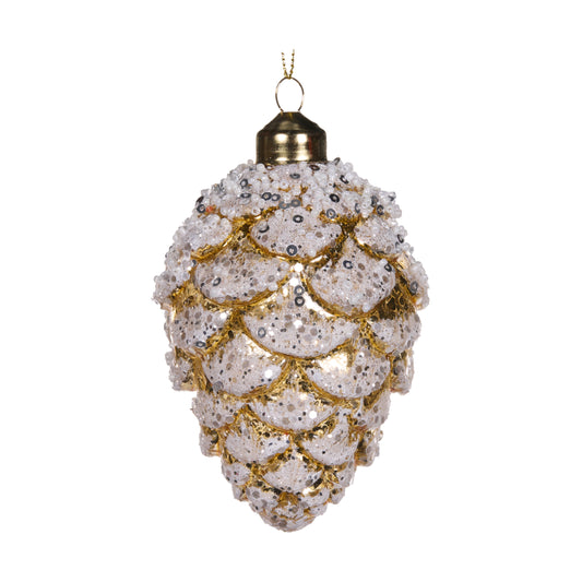 Mini Gold Frosted Pinecone Bauble