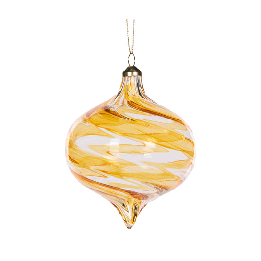 Transparent Yellow Swirl Onion Bauble