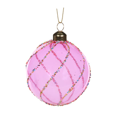 Hot Pink Sprinkles Swirl Bauble Hanging