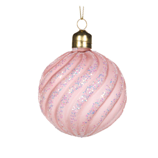 Frosted Pink Swirl Bauble