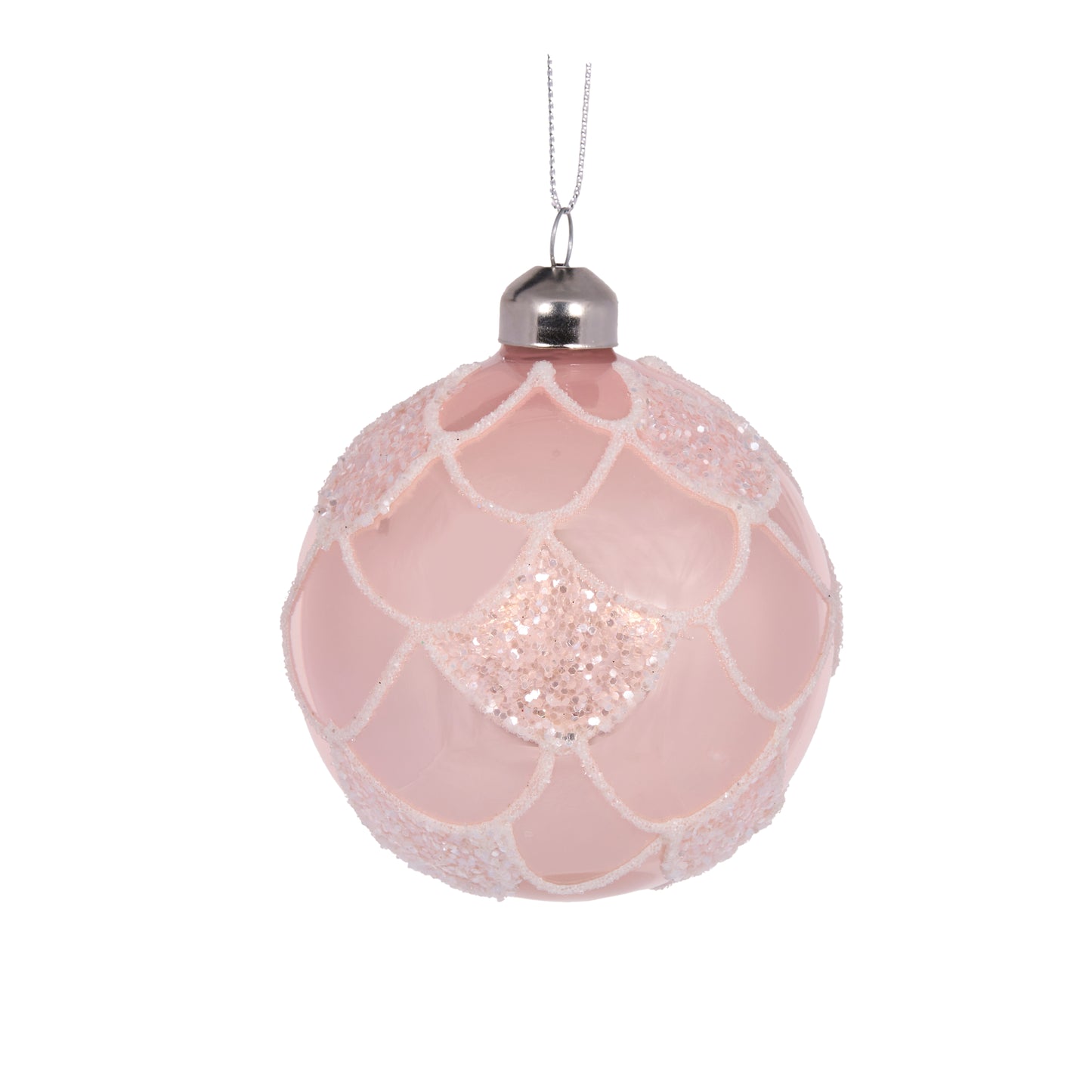 High Shine Pink Frosted Scallop Bauble