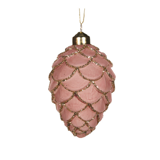 Mini Pink Glittered Pinecone Bauble