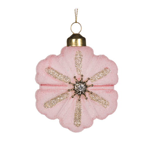 Forsted Pink Snowflake Ornament