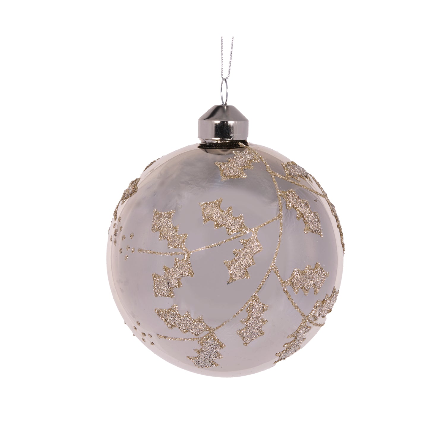 Silver Shine Holly Bauble