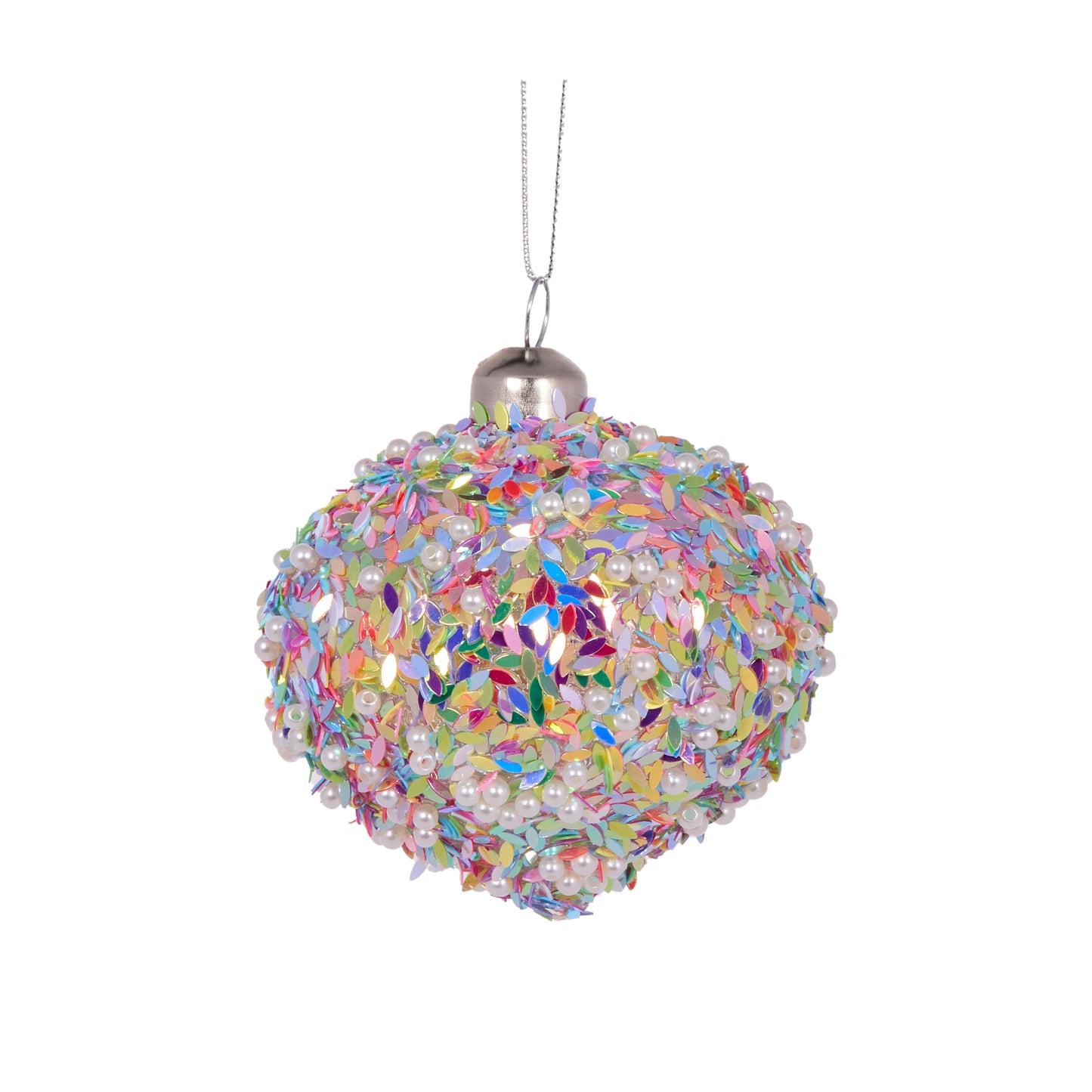 Multi Coloured Beaded Onion Bauble