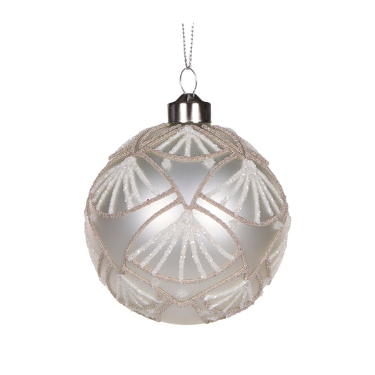 Ivory Beaded Scallop Bauble