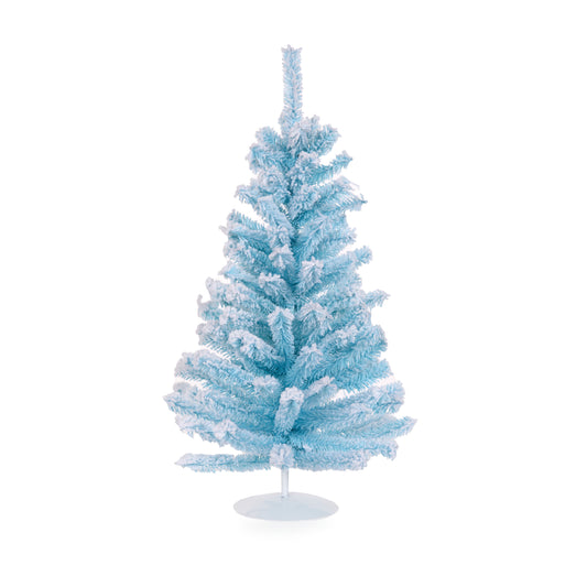 Pastel Blue Flocked Tabletop Tree