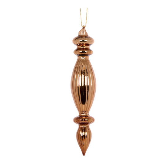 High Shine Brown Ribbed Finial