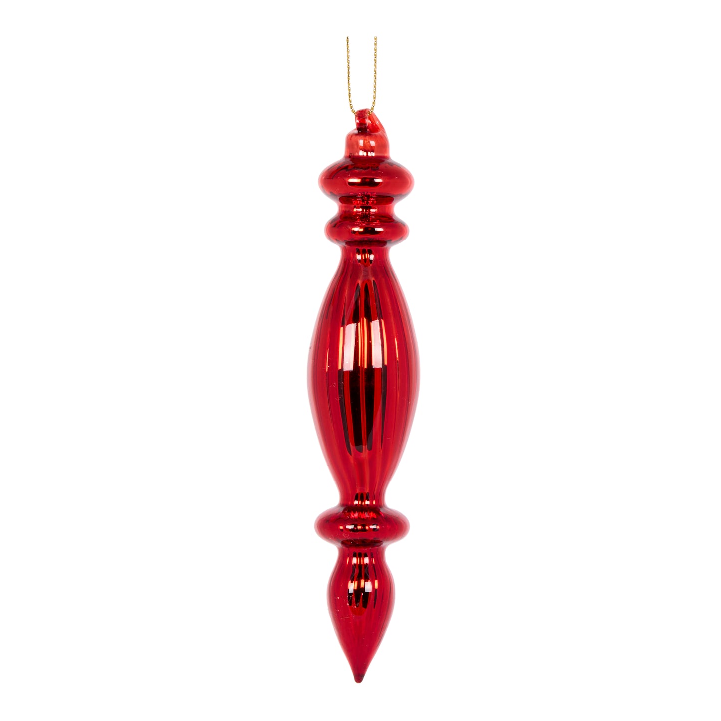 High Shine Red Ribbed Finial