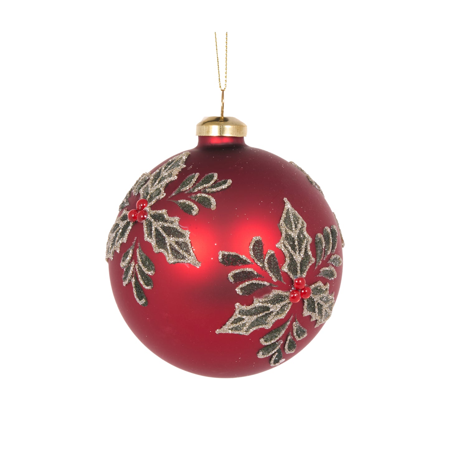 Traditonal Embellished Holly Bauble