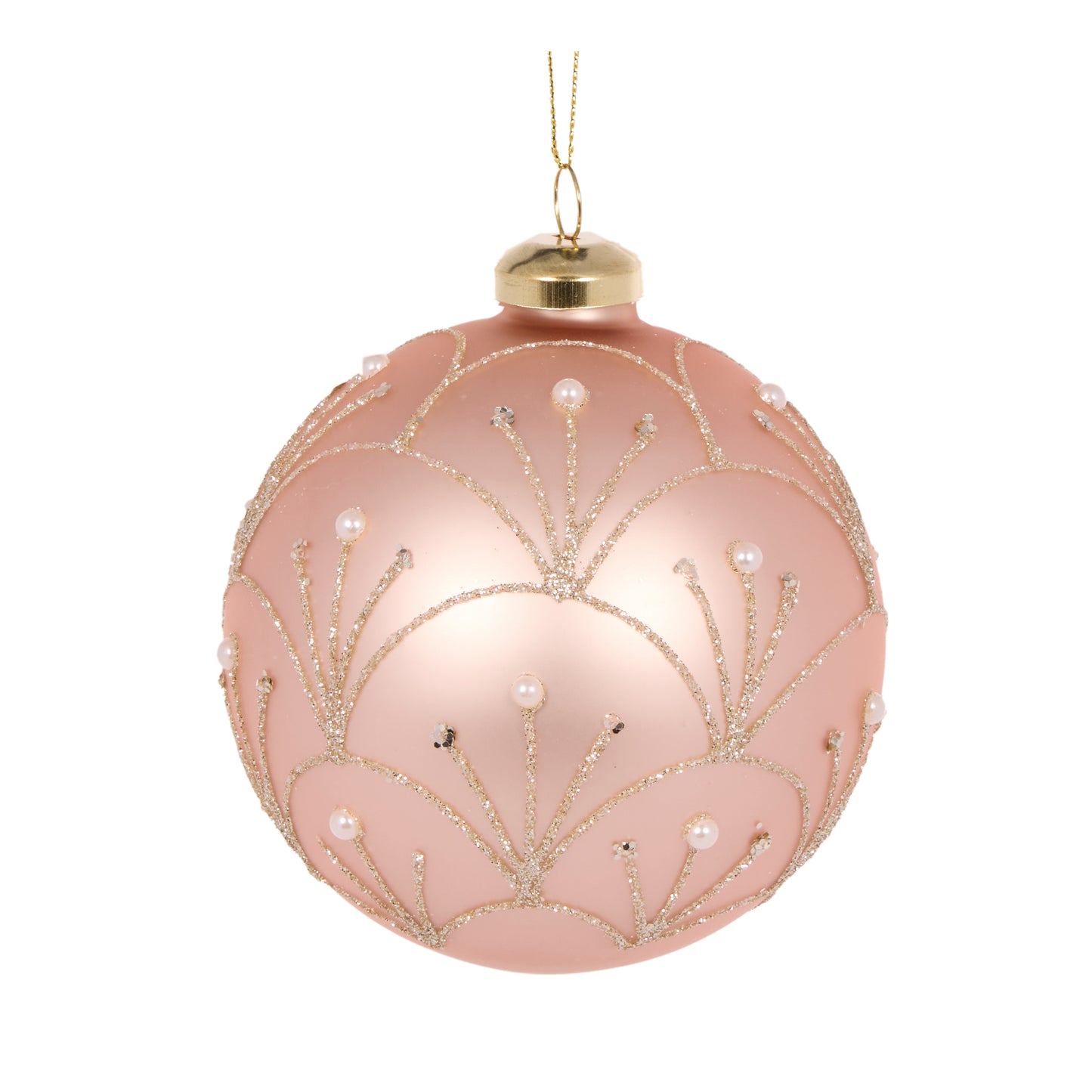 Pearl Pink Deco Piped Bauble