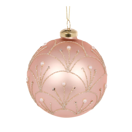 Pearl Pink Deco Piped Bauble