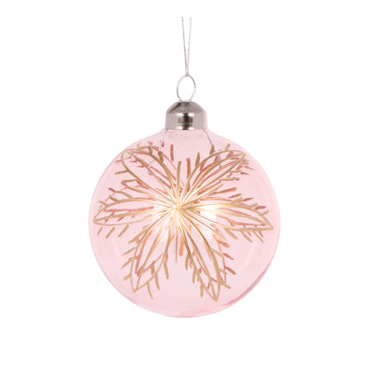 Pink Etched Snowflake Bauble