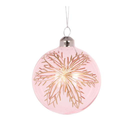 Pink Etched Snowflake Bauble