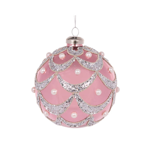 Pink Embellished Pearl Bauble