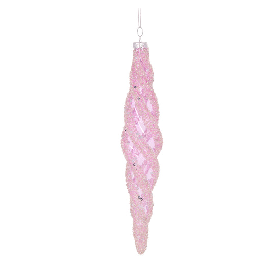 Embellished Pink Long Drop Bauble