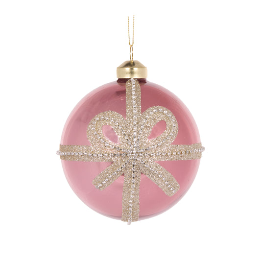 High Shine Pink Bow Bauble