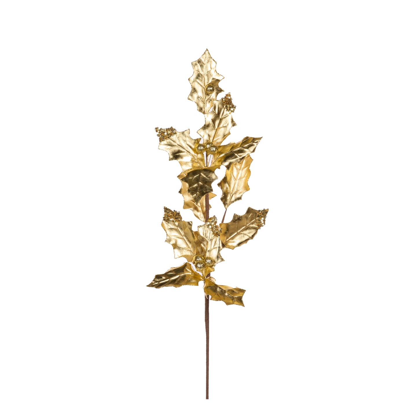 Metallic Gold Holly Spray