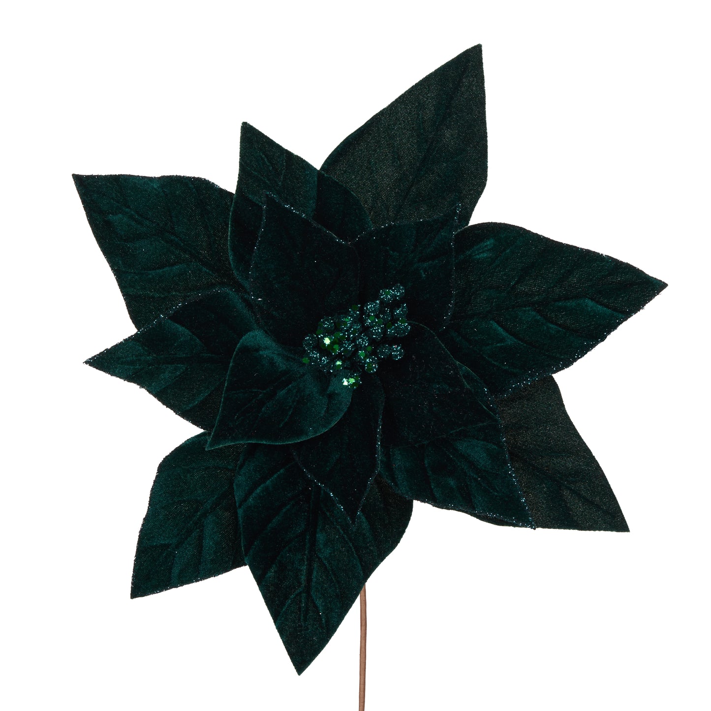 Minimal Emerald Velour Poinsettia