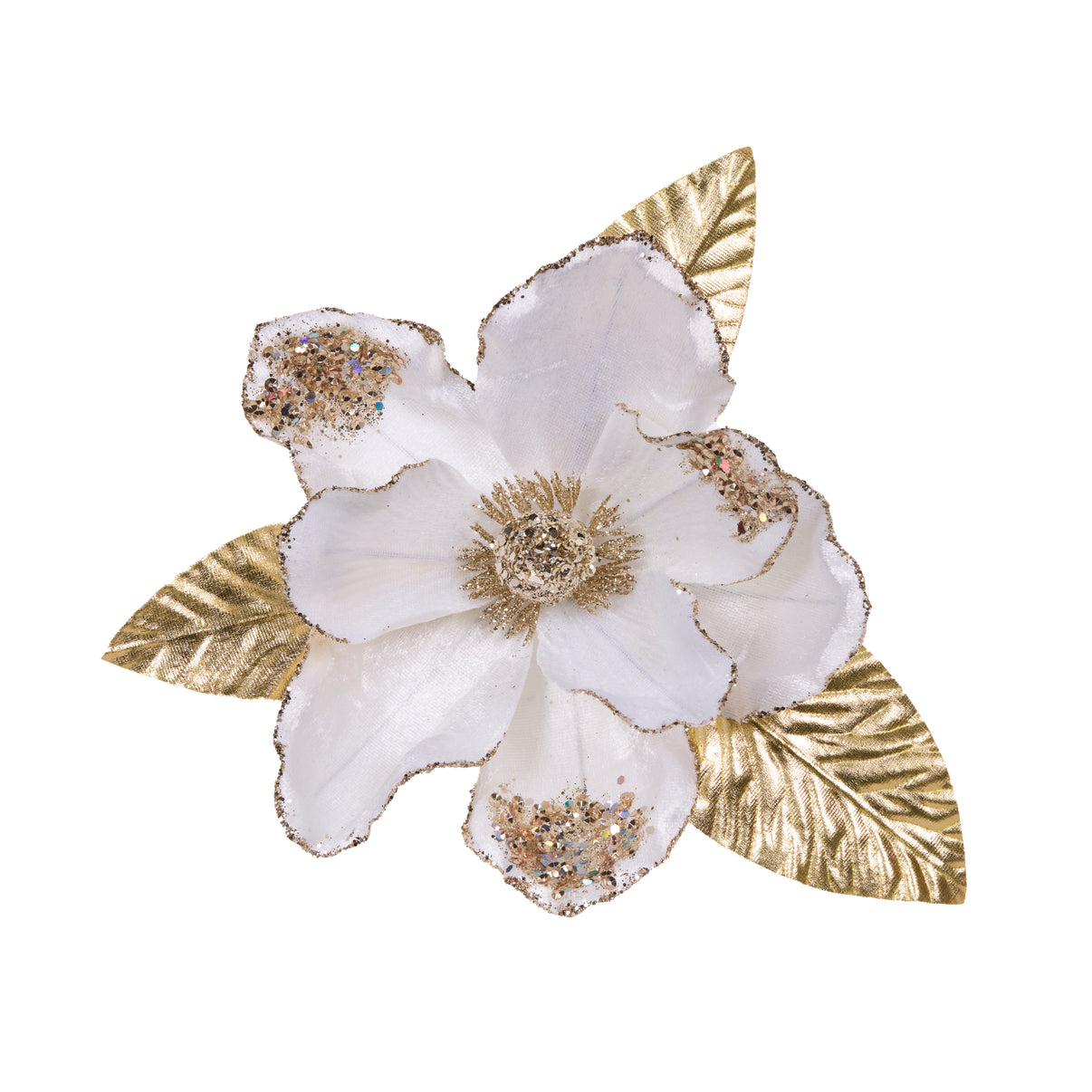 Gold Foiled Magnolia Clip Flower – Holly & Ivy