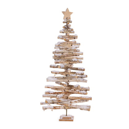 110Cm Snowy Birch Log Tree