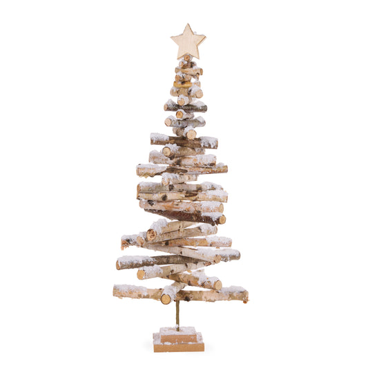 72Cm Snowy Birch Log Tree