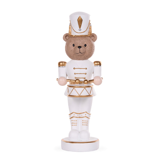 32Cm White And Gold Drummer Bear