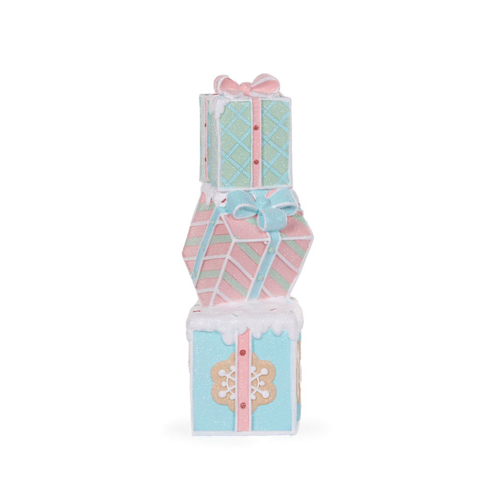 36Cm Pastel Piped Present Stack – Holly & Ivy