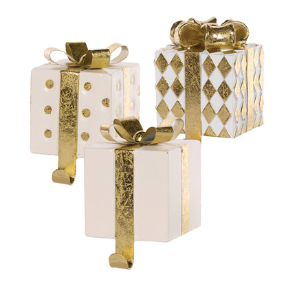 White And Gold Gift Box Stocking Holder