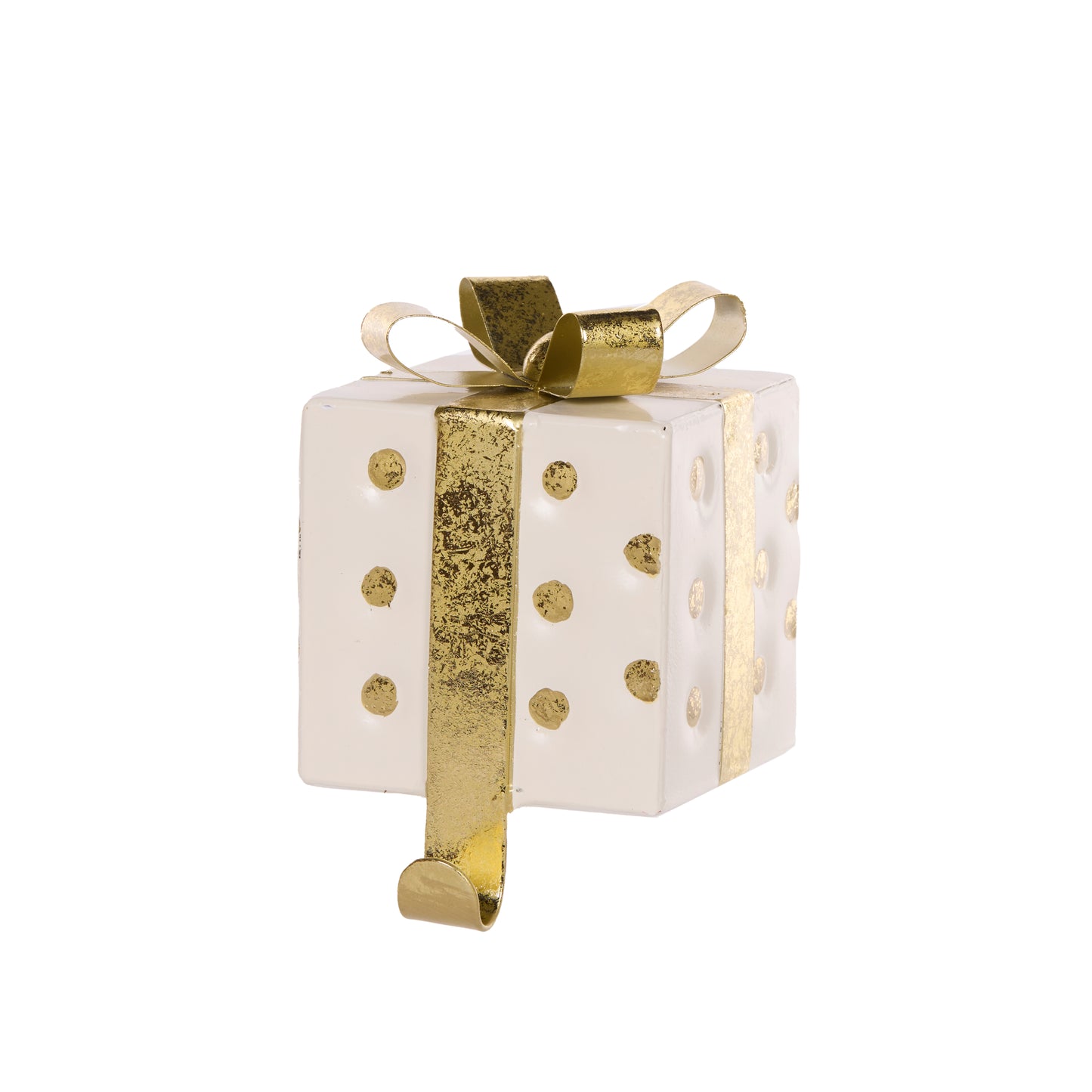 White And Gold Polka Gift Box Stocking Holder